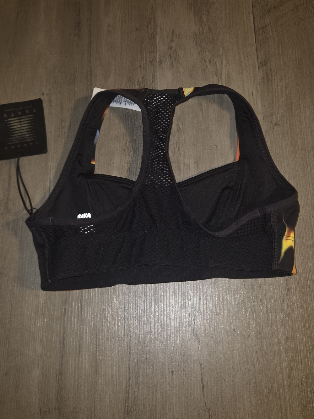 Savage X Fenty Flame Print Racerback Sports Bra Black Orange Size XS - Picture 4 of 4